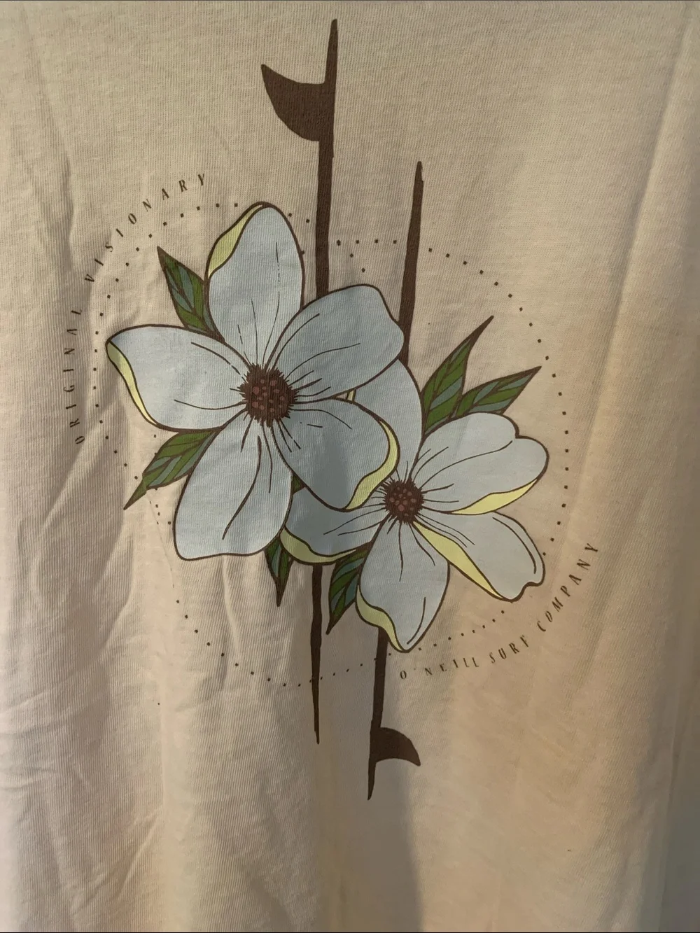 O'Neill Cream Floral Chest/Back Graphic Short Sleeve Tee - Picture 4 of 6